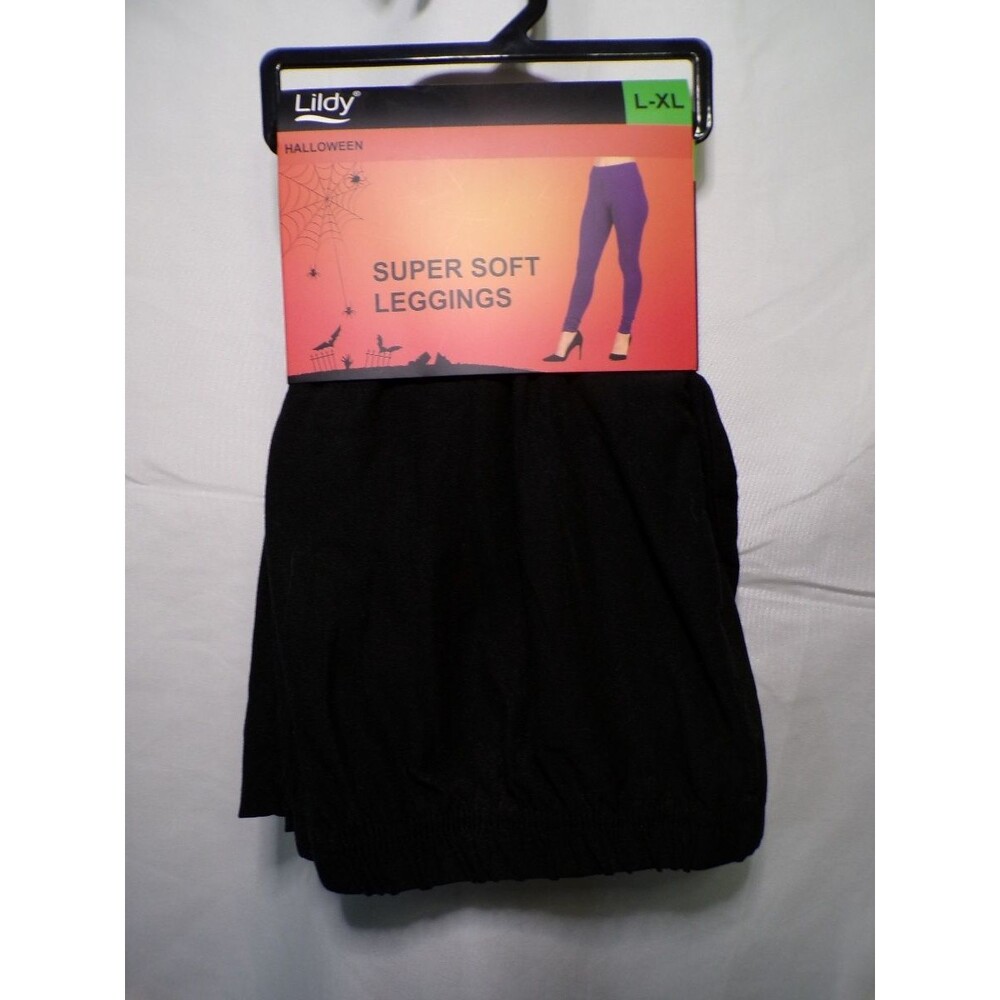 Lildy Super Soft Leggings Women's Black Halloween Stretch L XL Regular